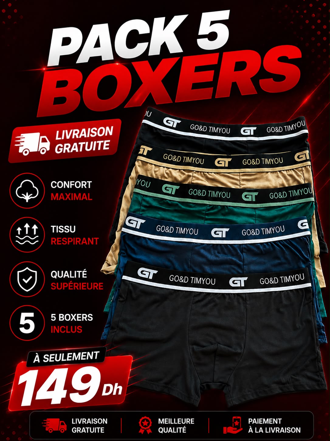 Pack 5 boxers